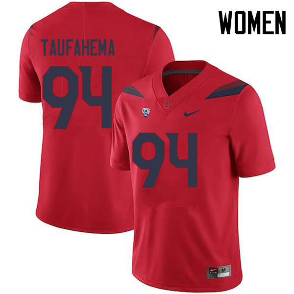 Women #94 Sione Taufahema Arizona Wildcats College Football Jerseys Sale-Red